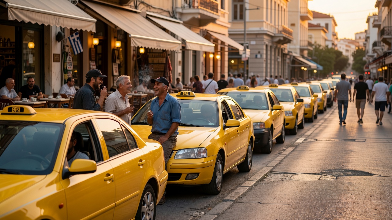 Βραδινή ζωή ταξί στην Αθήνα